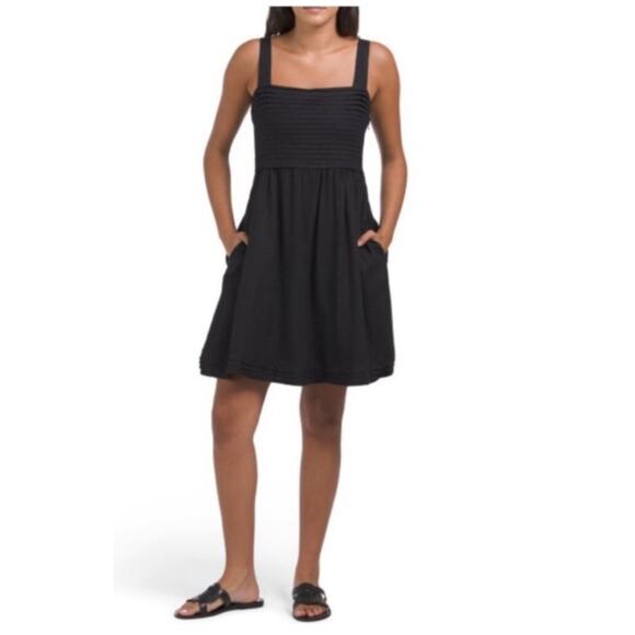 Rachel Zoe Mini Fit & Flare Linen Sun Dress Black 8 - Picture 1 of 8